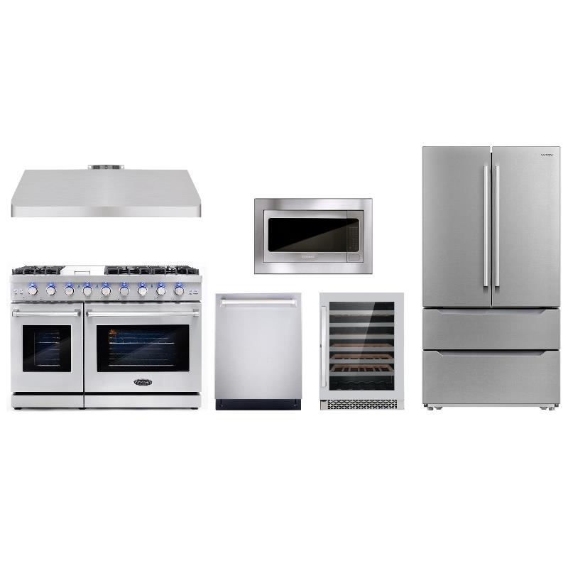 Cosmo 48 in. Range & Hood & Dishwasher & Wine Cooler & Fridge