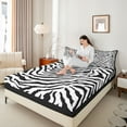 thumbnail image 4 of Feelyou Black White Zebra Print Full Size Sheets for Kids, Modern Fashion Stripes Bed Sheets, Cartoon Wildlife Sheet Sets, Breathable Home Decor, 4 Pieces, 4 of 7