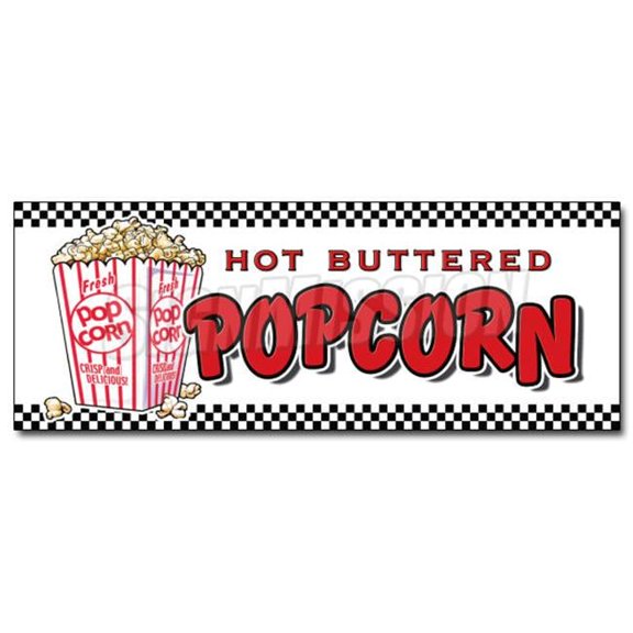 SignMission D-12 Popcorn 12 in. Popcorn Decal Sticker - Stand Cart Concession