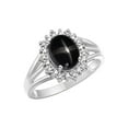 thumbnail image 6 of RYLOS Rings for Women Sterling Silver Ring Princess Diana Inspired 9X7MM Gemstone & Halo of Diamonds March Black Star Sapphire Jewelry for Women Size 9, 6 of 7