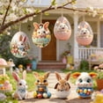 thumbnail image 4 of Easter Bunny Egg Ornament Set of 6, Acrylic Car Hanging Decor, Spring Holiday Decoration for Home Rearview Mirror(Multicolor-B), 4 of 6