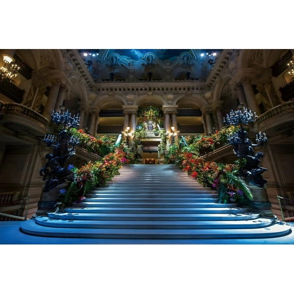 Luxurious Castle Backdrop European Old Church Staircase Pillar Wedding Ceremony Portrait Photography Background