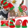 thumbnail image 1 of Xihbxyly Gorro Navideño con Diseño de Patchwork a Rayas, Tela Ligera No Tejida, Parte Superior Adornada con Campanas, Llamativo Adorno Navideño, Accesorio para Disfraz de Fiesta, Talla Universal, Ide, 1 of 6