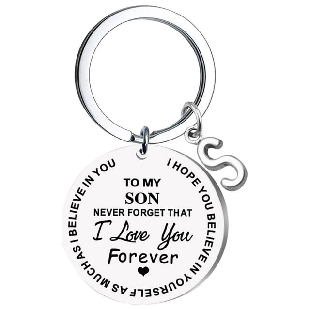 Llaveros para mujer, llavero de billetera, llavero de auto, llavero DIY para mi hijo, llavero de acero inoxidable con apellido de 26 letras, 2,5 cm, decoraciones de moda