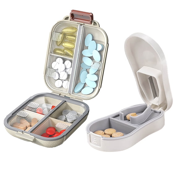 Greenpod 7 Compartments Travel Pill Organizer, Foldable Portable Airtight Daily Pill Box,BPA-Free Medicine Case for Vitamins & Supplements, White