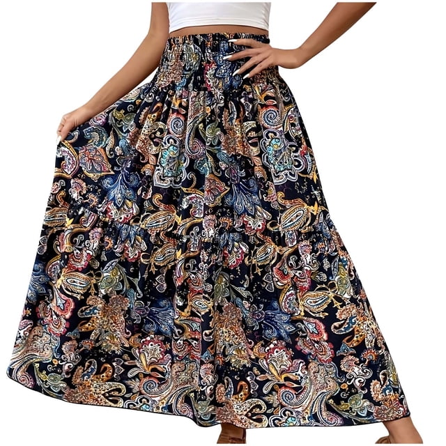 COM1950s Jupes pour Femmes, Jupes Taille Haute pour Femmes, Mode Décontractée Taille Haute Jupe Imprimée, Jupes d'Été pour Femmes, Jupe Ligne A Femmes, Jupe pour Femmes, Jupes d'Été pour Femmes