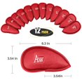 thumbnail image 1 of 12 unidades, juego de cubiertas de cabeza de golf de cuero de PU, apto para la mayoría de los clubes de hierro, rojo Afortunado Sencillez, 1 of 4