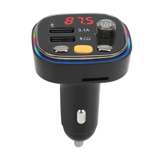 Transmisor FM Bluetooth, reproductor de música, doble USB, cargador rápido, manos libres, retroiluminación LED para coche