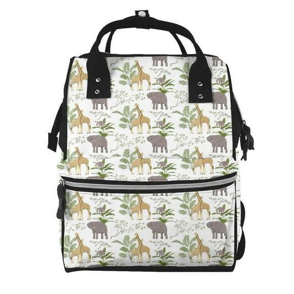 Fotbe Jungle Animal Mochila Maternidad - Lona de Sarga Impermeable, Mochila de Pañales de Gran Capacidad con Múltiples Bolsillos y Correas Ajustables