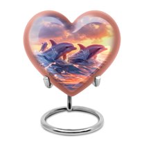 Sunset Dolphin Urn For Ashes For Women - Adult Urns For Human Ashes Male - Burial Urns For Adult Human Ashes - Keepsake Urns For Ashes Heart - Urns For Ashes Adult Female Mom (Size -3",1pc)