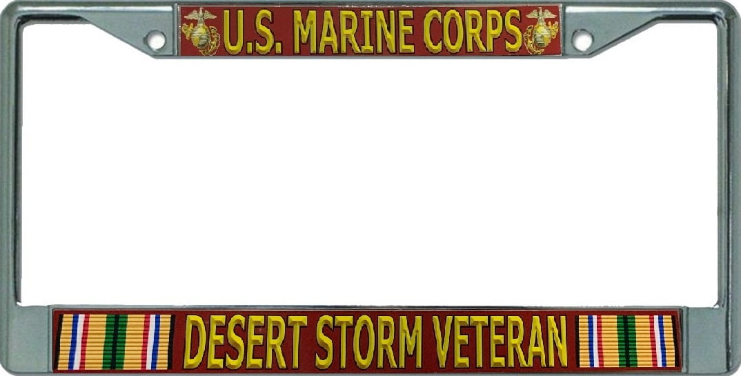 U.S. Marine Corps Desert Storm Veteran Chrome License Plate Frame