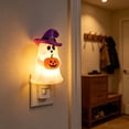 thumbnail image 4 of Ghost Plug In Night Light, Halloween Witch Hat Pumpkin Warm LED Wall Lamp for Teens Youth Decor, 4 of 5
