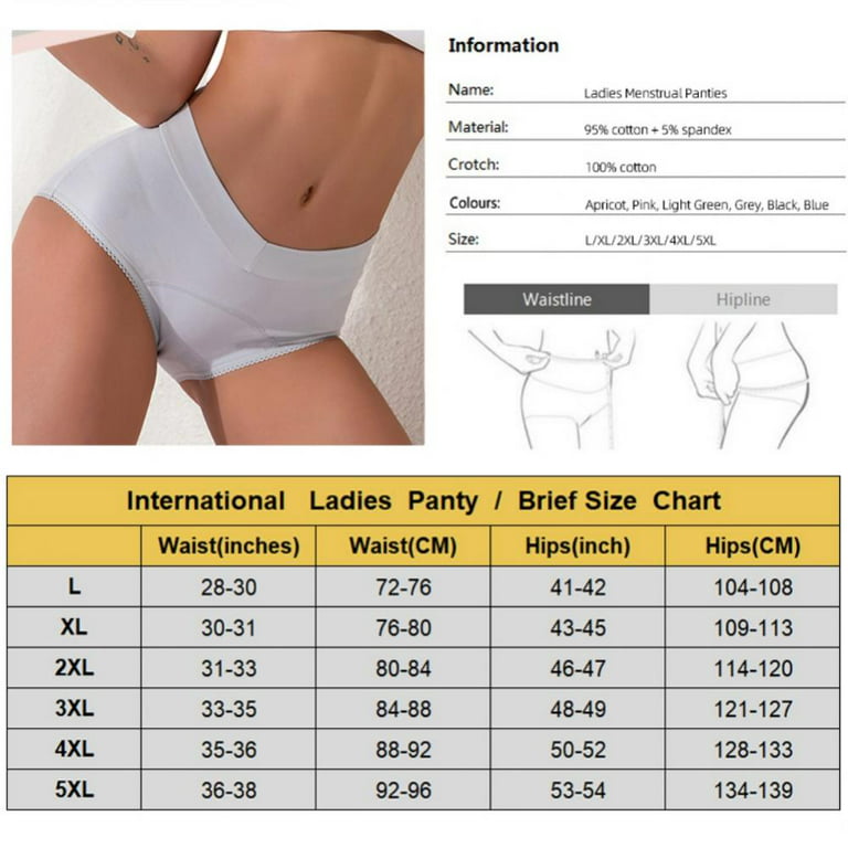 6Pcs Mid Waist Leakproof Underwear for Women, Cotton Leak Proof Panties for  Teens, Overnight Briefs (Color : Multi Colored, Size : Large) : :  Clothing, Shoes & Accessories