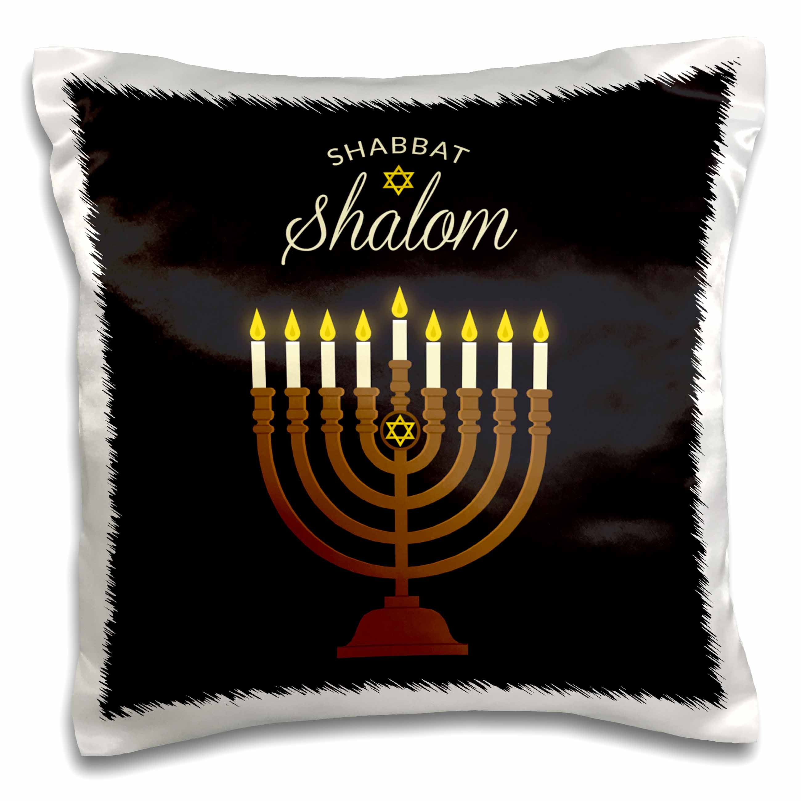 3dRose Shabbat Shalom Hebrew Israel Religion Candles Pillow Case, 16