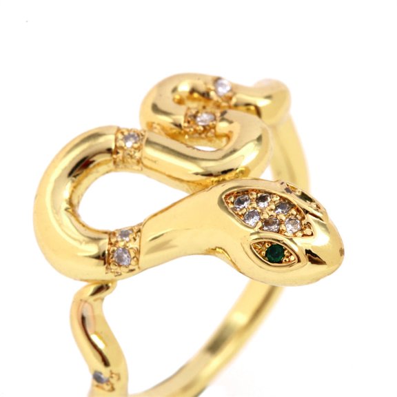 Snake Ring With Zircon Inlaid Copper Adjustable Opening Fashion Jewelry For Women Elegant Statement Piece Ring