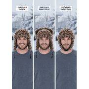 Winter Faux Fur Trapper Hat – Aviator Trooper Ski Hat with Animal Design, Warm Ear Flap Hat for Men Women Kids – Brown Cold Weather Hat