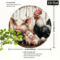 thumbnail image 2 of 2D Flat, 1pc Rustic Farm Animal Metal Wall Art - 8x8 Inch Round Aluminum Sign with Whimsical Chickens Pigs in Hats, Vintage Farmhouse Decor for Kitchen, Bar, Home, Outdoor - Unique Gift Idea, 2 of 6