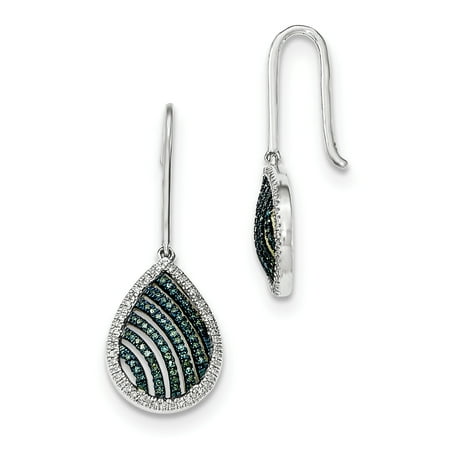 14k White Gold Blue Diamond Drop Dangle Chandelier Earrings