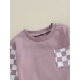thumbnail image 6 of Liacowi Toddler Baby Boy Girl Clothes Checkerboard Print Long Sleeve Sweatshirt Tops and Pants Infant 2Pcs Fall Clothing Set, 6 of 9