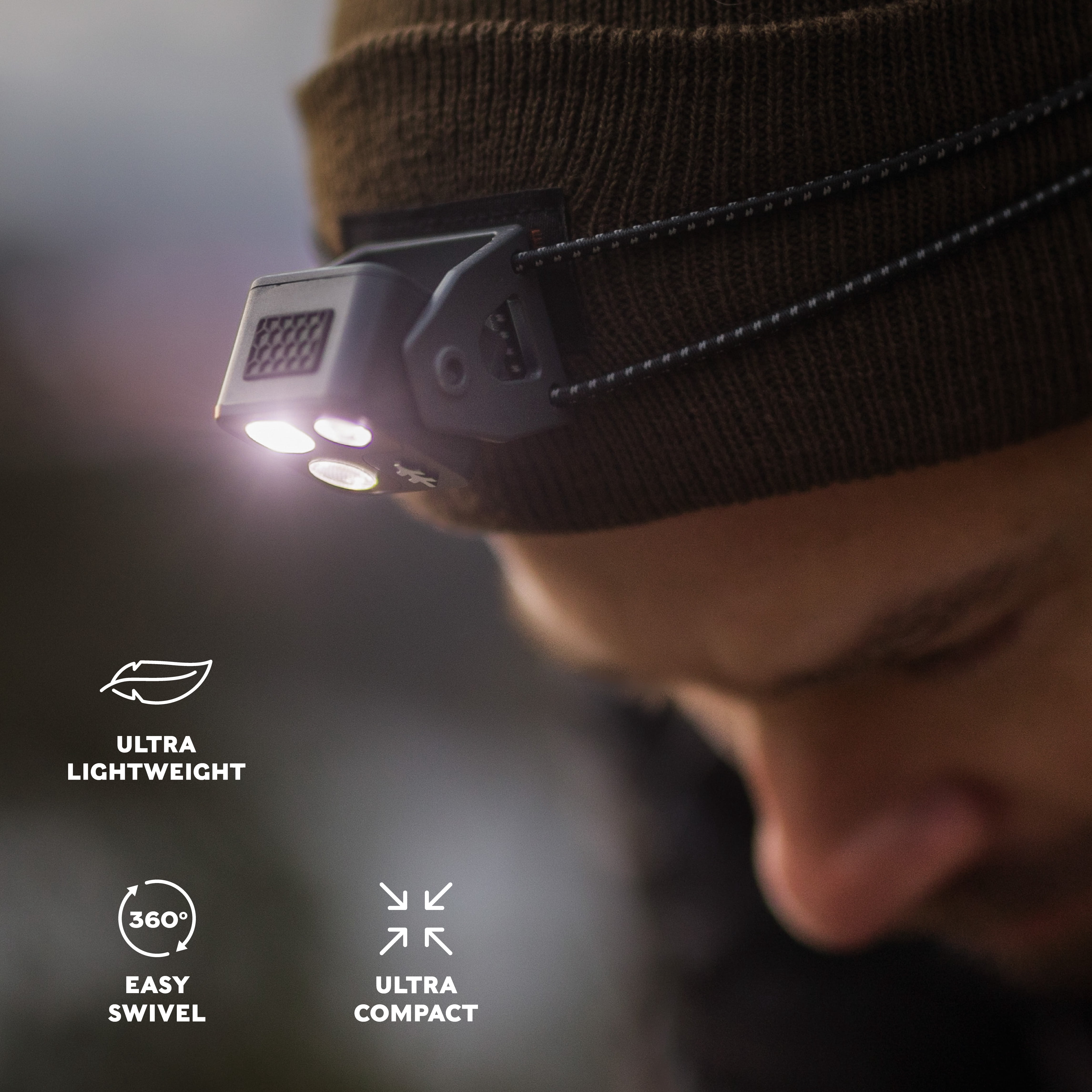Swiss Tech ERLANG Ultra-Light 250 Lumens Rechargeable Headlamp, IP67, Swivel, Memory Mode