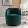 thumbnail image 2 of Swivel Accent Chair, Velvet Fabric Swivel Accent Chair Armchair, Lounge Chair Barrel Chair with Black Metal Base, Single Sofa Chair with 360° Swivel, Reading Chair for Living Room, Bedroom, Green, 2 of 7
