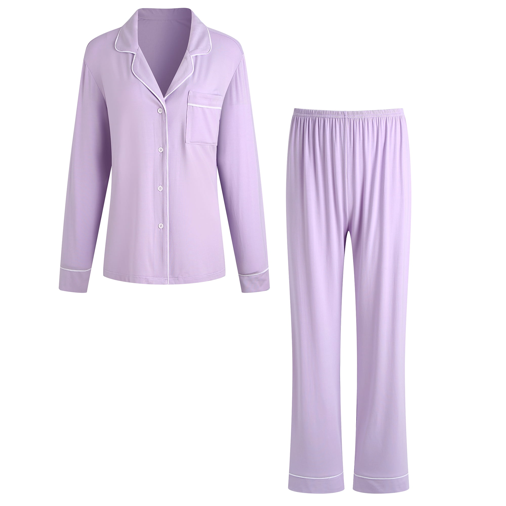 RH Women Pajamas Set Button Down Sleepwear Long Sleeve Nightwear Long ...