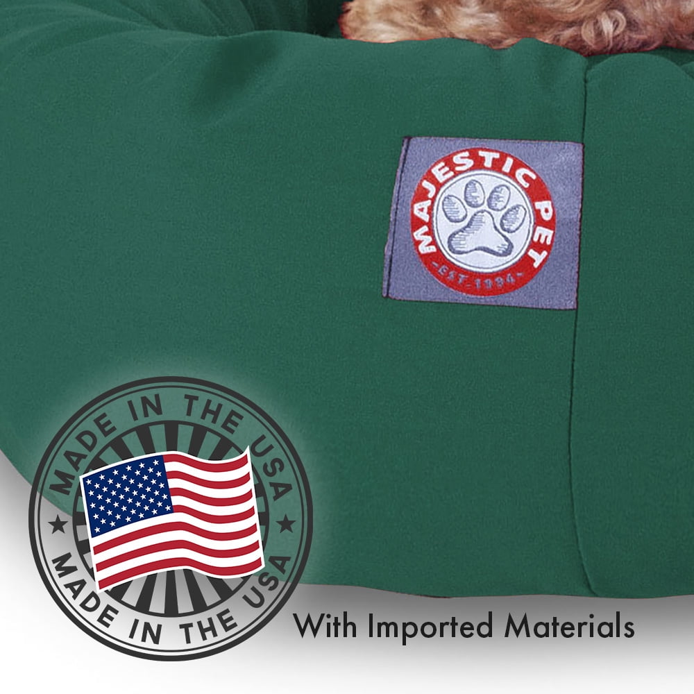 Majestic Pet Poly/Cotton Bagel Pet Bed for Dogs, Calming Dog Bed Washable, Medium, Green