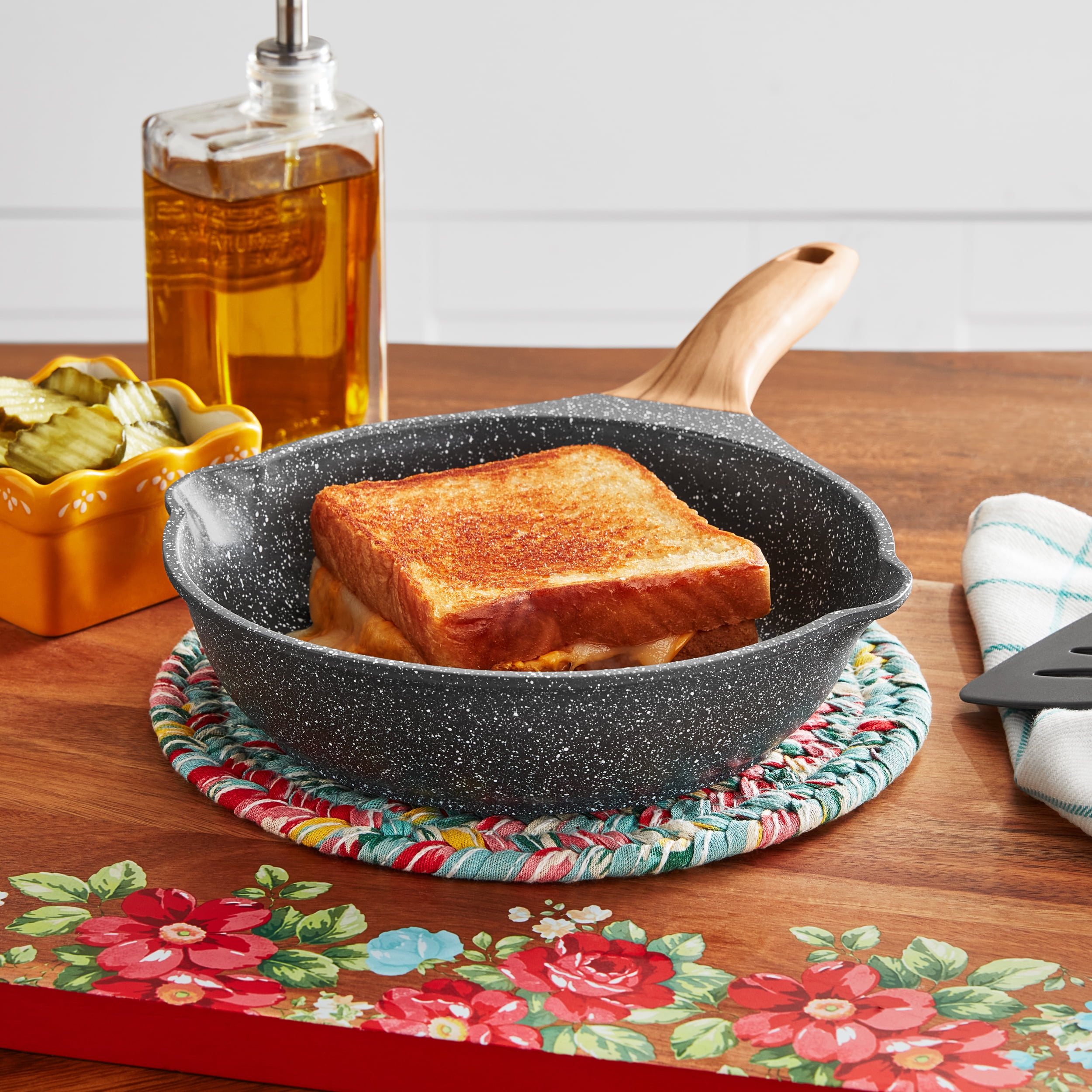 The Pioneer Woman Cast Aluminum 8-Inch Fry Pan Charcoal Speckle