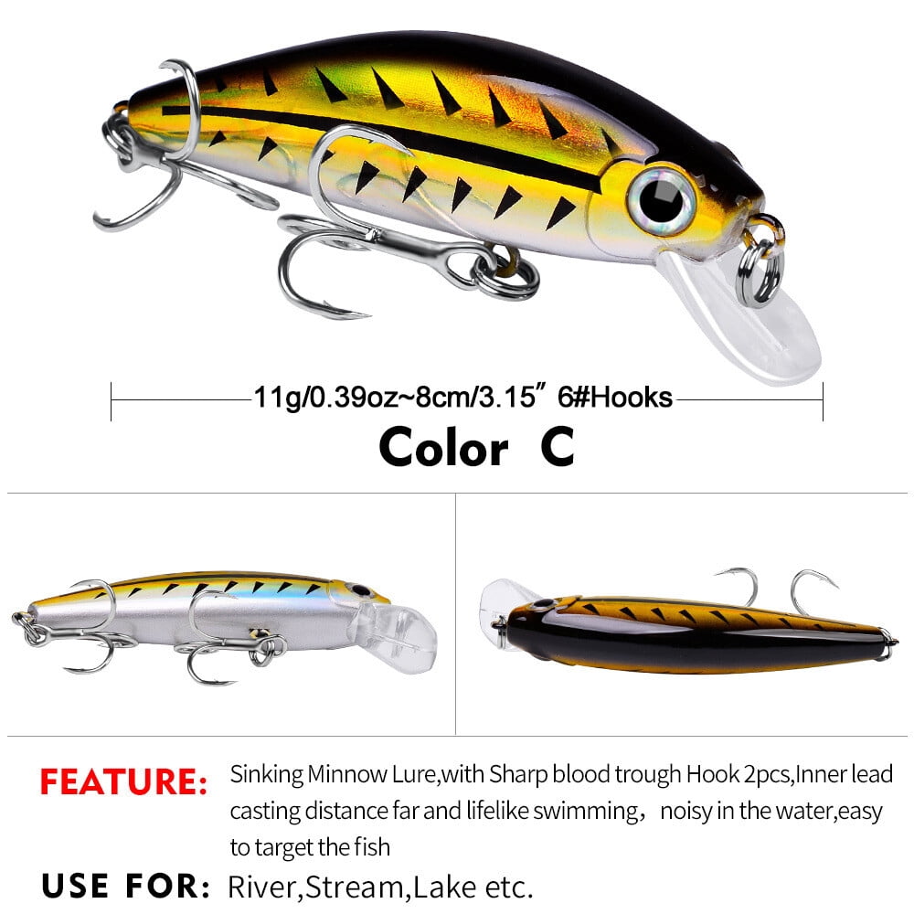 12pcs/set Trolling Bait Minnow Fishing Lure 8cm Bass Crankbait Tackle Wobbler