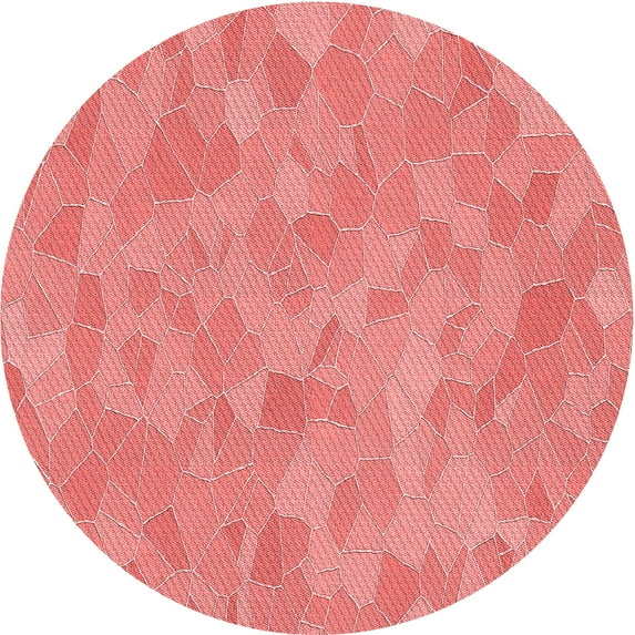 Ahgly Company Indoor Round Patterned Light Coral Pink Area Rugs, 6' Round