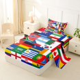 thumbnail image 2 of Manfei Country Flag Patchwork Twin Sheets,Global Nation Bedding,Multicolor,3-Piece,1 Fitted Sheet and 1 Pillowcase, 2 of 6