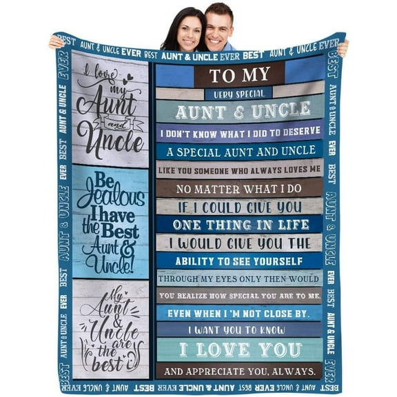 Gifts for Aunt & Uncle from Niece and Nephew | Best Aunt & Uncle Blanket for Aunt & Uncle with Many Great Words | Thanksgiving Christmas Anniversary Presents for Aunt & Uncle Throw Blanket 50” X 60"