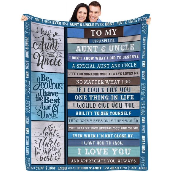 Cadeaux pour Tante et Oncle de la Nièce et du Neveu / Meilleure Couverture pour Tante et Oncle avec de Nombreuses Mots Formidables / Cadeaux d'Action de Grâce Noël Anniversaire pour Tante et Oncle Couverture Jetée 50” X 60 Pouces