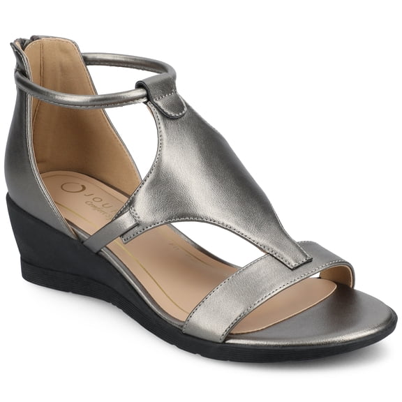 Journee Womens Trayle Wedge Back Heel Zip Sandals, Widths Available
