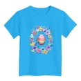 thumbnail image 3 of Easter Cute Rabbit Egg Print T Shirt Short Sleeve Daily Sports Top Sky Blue 7Y-8Y, 3 of 3