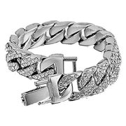 Charles Raymond Bling-ed Out Biggie Square Hip Hop Iced Out Watch You Will Hypnotize in a Crystal Watch - 0513Sq (Silver Black R# Cuban)
