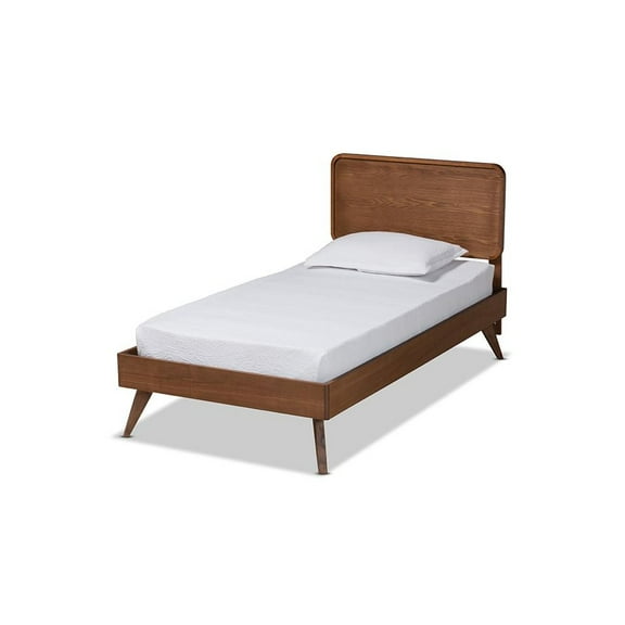 Baxton Studio Leola Walnut Brown Finished Wood Twin Size Platform Bed