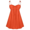 thumbnail image 7 of VEKDONE Mini Dresses for Women Loose Fit Spaghetti Strap Bow Babydoll Dress Summer Casual Vacation Flowy Beach Short Sundress Orange M, 7 of 7