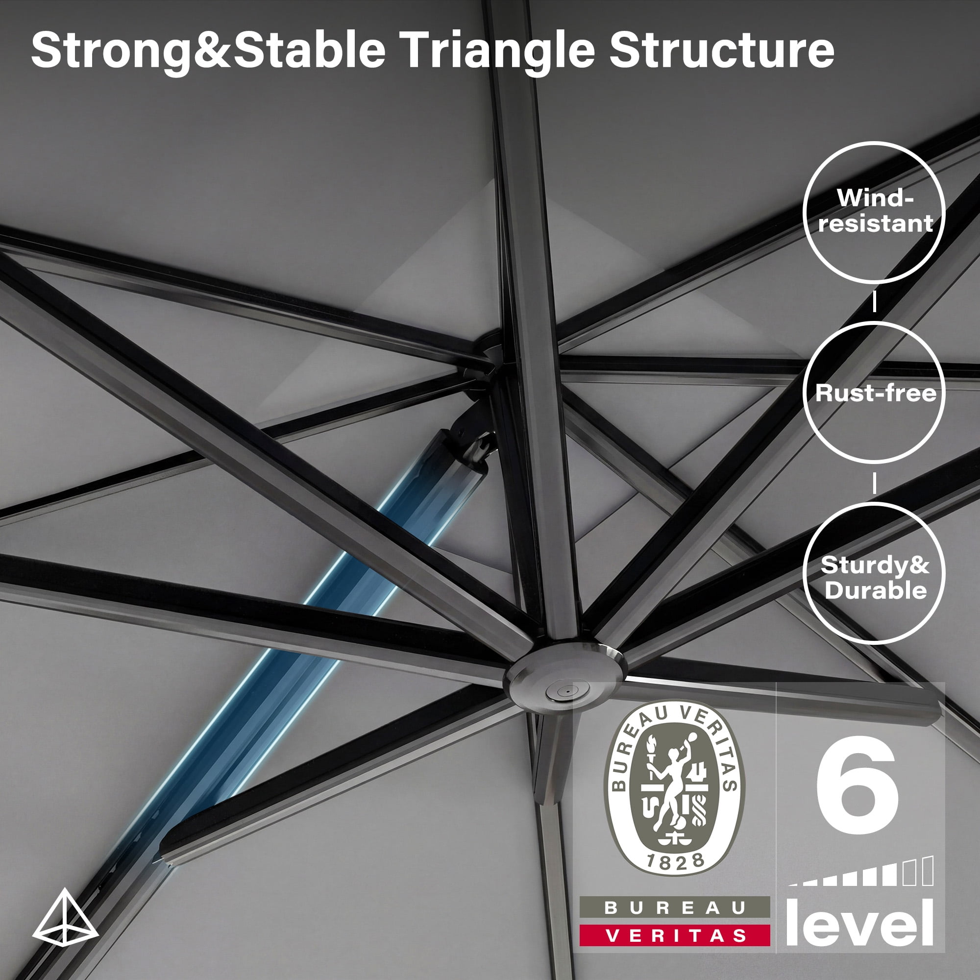 LAUSAINT HOME Outdoor Patio Umbrella with Base Included, 9 Feet Large Cantilever Windproof Offset Umbrella with 360-degree Rotation for Backyard, Pool, Lawn, Deck, Gray