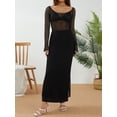 thumbnail image 2 of KOMOO Women Crochet Long Dress Mesh Hollow Knitted Dresses Casual Cutout Beach Cover Ups Dress, 2 of 9