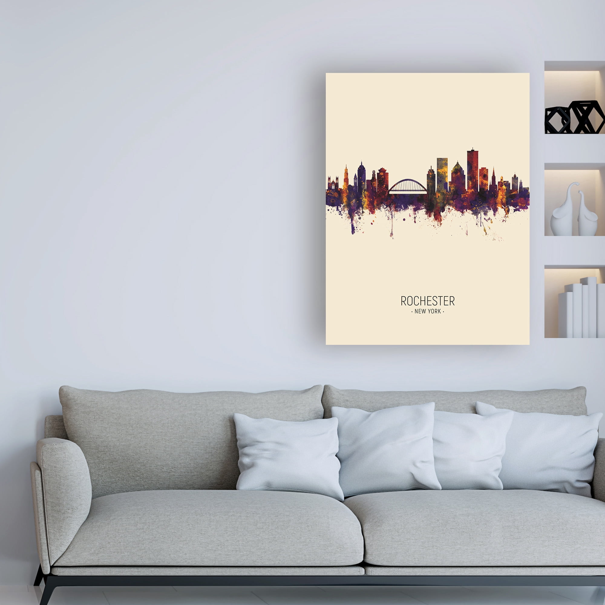 Trademark Fine Art 'Rochester New York Skyline Portrait III' Canvas Art by Michael Tompsett