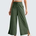 thumbnail image 2 of Olyvenn Palazzo Pants for Women High Waist Flowy Belted Wide Leg Trousers Casual Lounge Business Pants Slit Bottoms Pockets Army Green XXL, 2 of 8