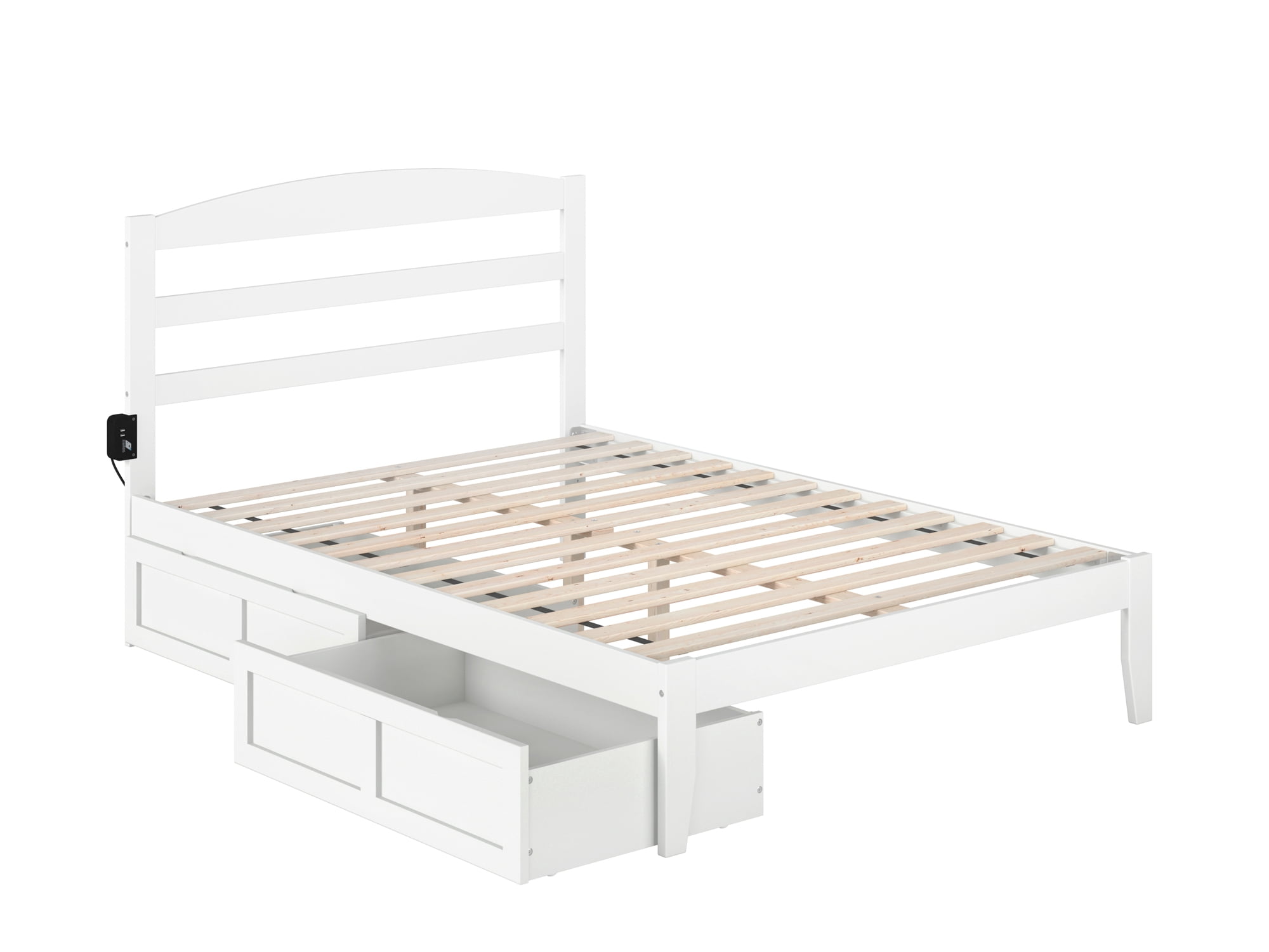 AFI Warren 14" Full Wood Platform Bed Frame with Set of 2 Storage Drawers, White