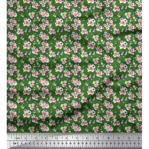 Soimoi Cotton Duck Fabric Flower Artistic Print Fabric by The Yard 56 Inch Wide