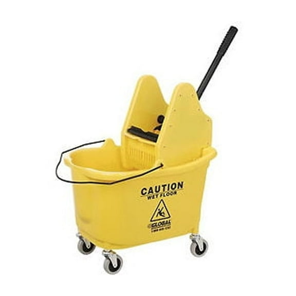 Global Industrial Mop Bucket And Wringer Combo 38 Qt. Down Press Yellow