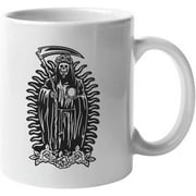 Santa Muerta Coffee Mug Nuestra Seora de la Santa Muerte Dia De Los Muertos 11-ounce White Ceramic Cup CMP00094