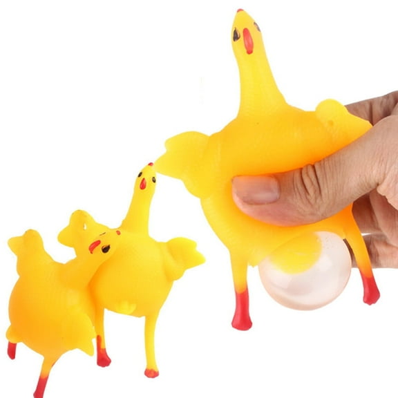 Funny Chicken & Egg Keychain - Squishy Stress Relief Toy | Novelty Hen Ornament | Bright Yellow Miniature Desk Decor | 15ml Pocket-Sized Fidget Toy