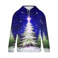 thumbnail image 3 of Sudadera con capucha para hombre, informal, con cordón, estampado navideño, deportiva, blusa de poliéster, 3 of 4