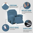 thumbnail image 3 of Super Stretch Couch Covers Recliner Covers Recliner Chair Covers Form Fitted Standard / Oversized Power Lift Reclining Slipcovers, Feature Soft Thick Jacquard, Dusty Blue, 2 Pack, 3 of 7
