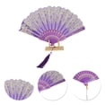 thumbnail image 3 of Unique Bargains Lucky Cloud Pattern Folding Fan 1 Pc for Summer Events Decorations Purple, 3 of 5